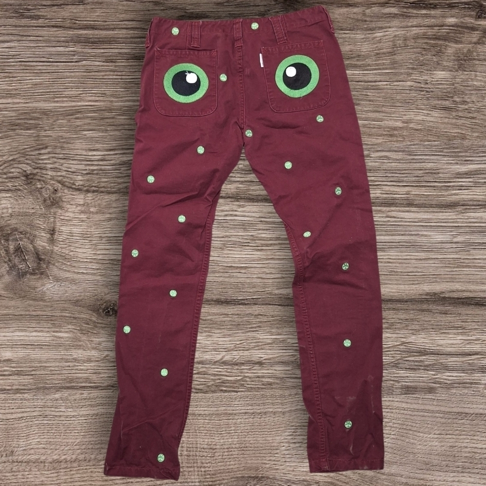 Devil Nut Under Red Flag Pants Green Eye Design Medium